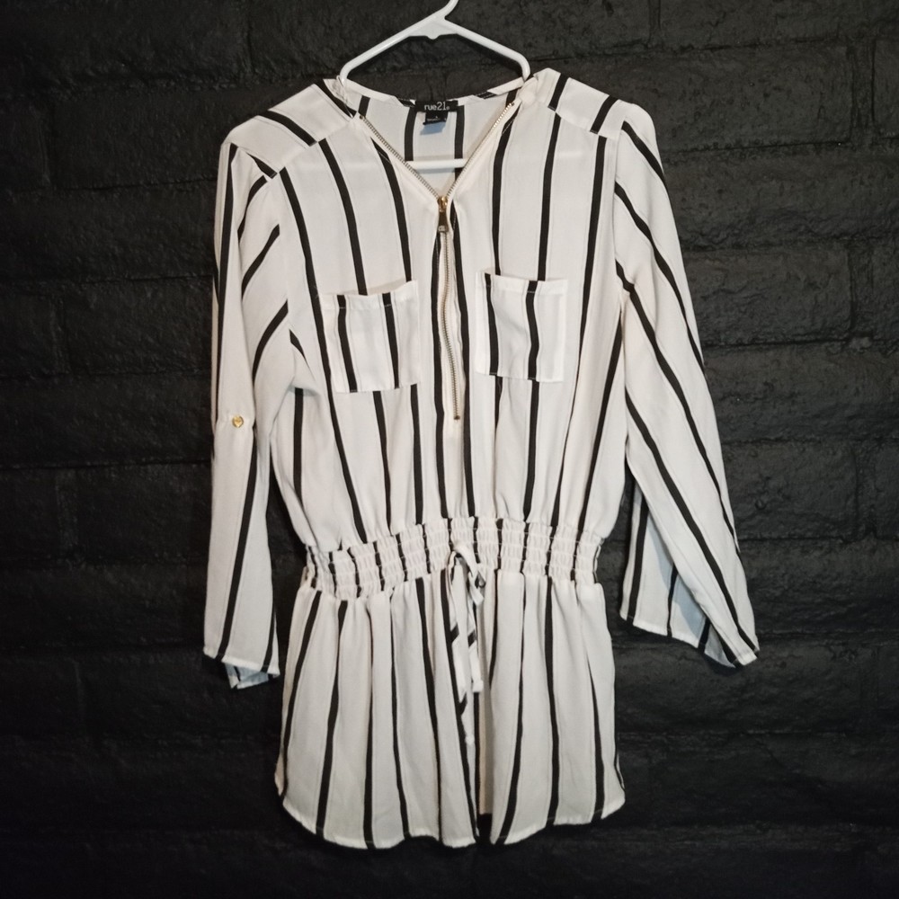Rue 21 Long Sleeve Striped Blouse Size Large